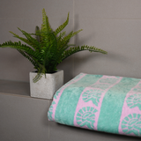 Single XXL Badetuch pink grün gestreift