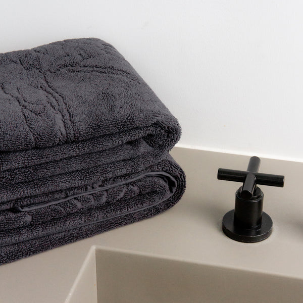 Set of 2 bath towels jet grey